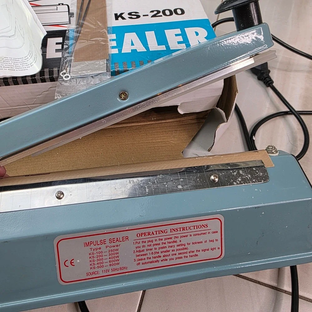KS-200 Impulse Sealer 8 Inch Manual Heat Sealing Machine 110V 300W Blue T1